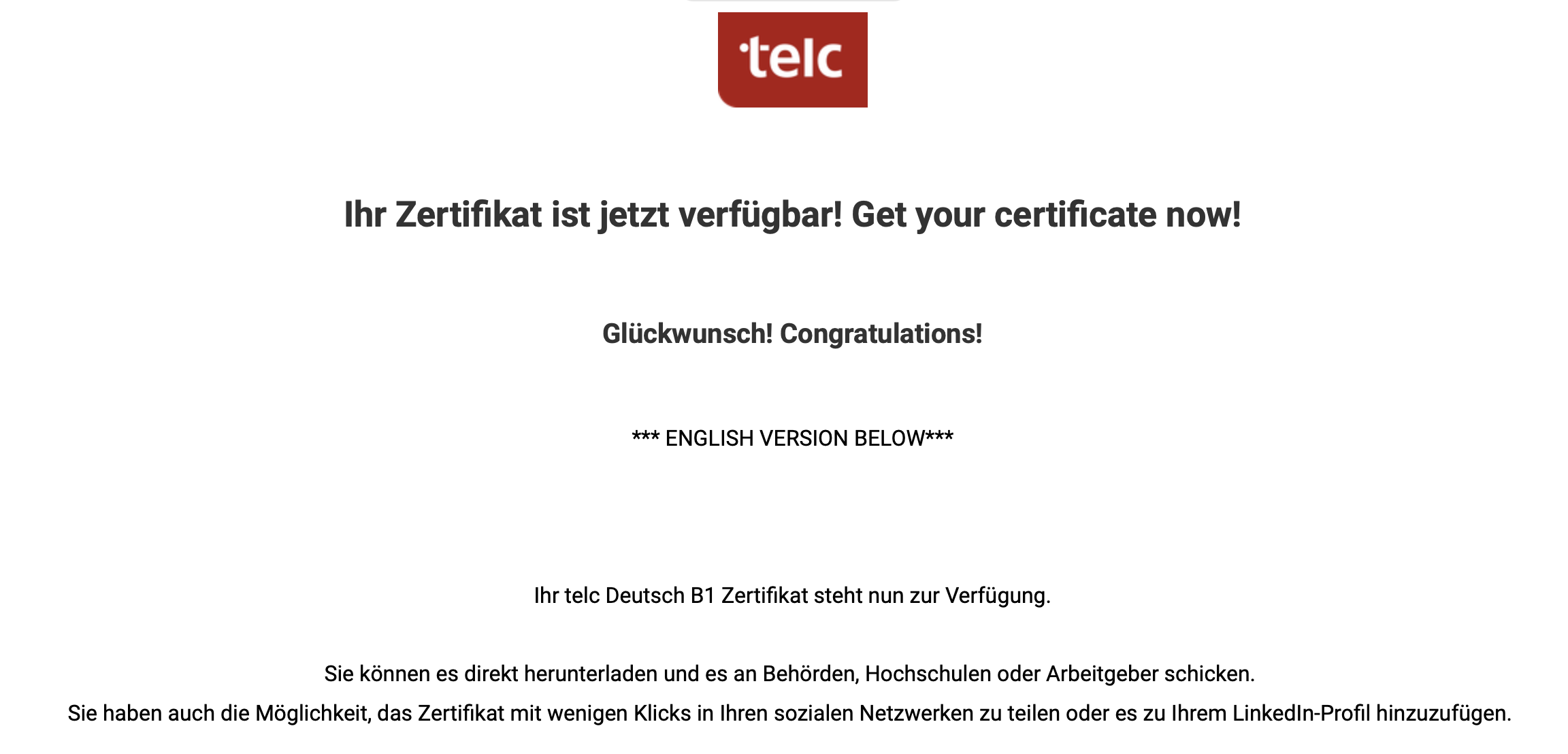telc B1: I Passed. Here's an Update.